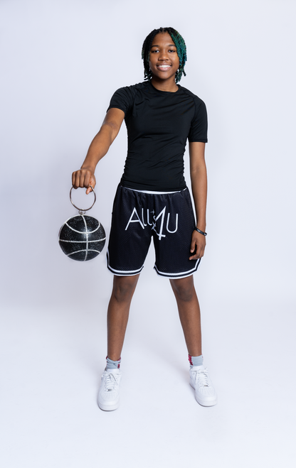 A4U"Monochrome Magic: Stylish Black & White Baller Shorts