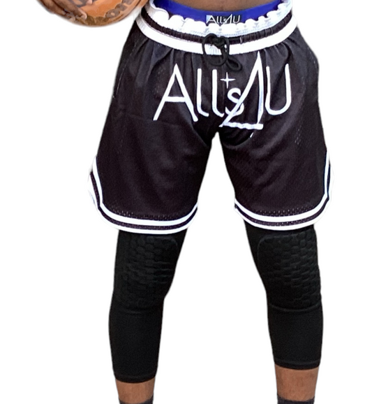 A4U"Monochrome Magic: Stylish Black & White Baller Shorts
